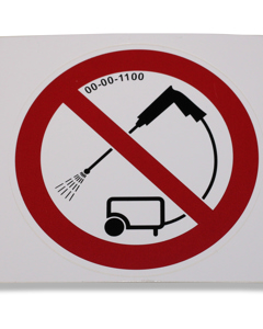 Aufkleber INT: Verbot Hochdruckreiniger